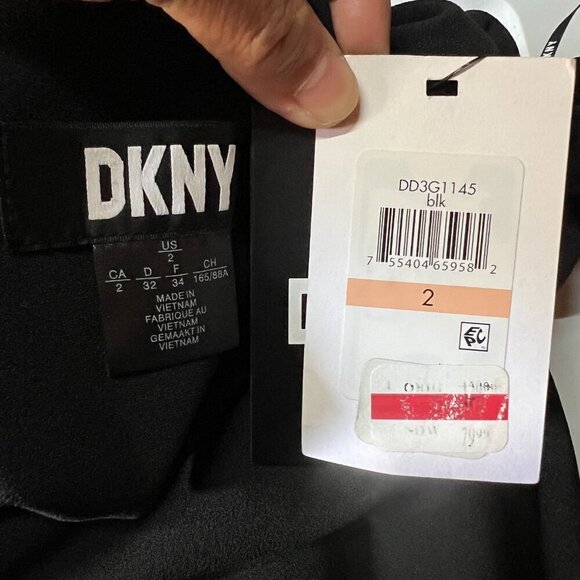 DKNY Womens Faux Wrap Polyester Sheath Dress Sz 2 in Black - Picture 10 of 11